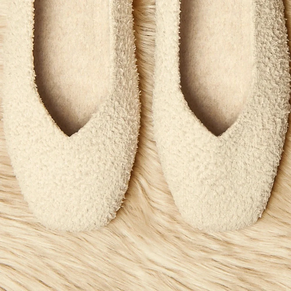 Vivaia Margot Square Toe Ballet Flats Terry Knit Cream | Women’s Size 5